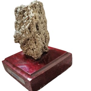 Pyrite on wooden stand